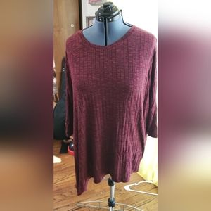 Brick red asymmetrical hem sweater